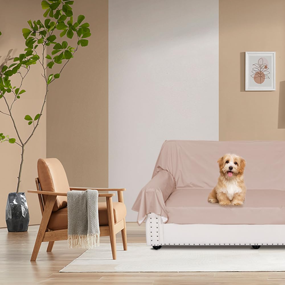 Dujuike Waterproof Bed Cover For Dog And Cats,Pet Hair Resistant Bed Sheet Cover, Protective Bed Liner Cover With 100% Waterproof Breathable Thin Fabric (Cal King/King 98 * 90 Inch, Camel)