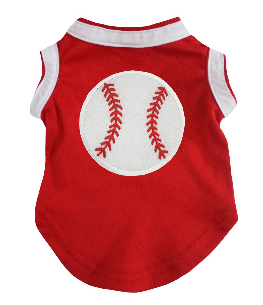 Petitebella Baseball Puppy Dog Shirt (Red, Large)