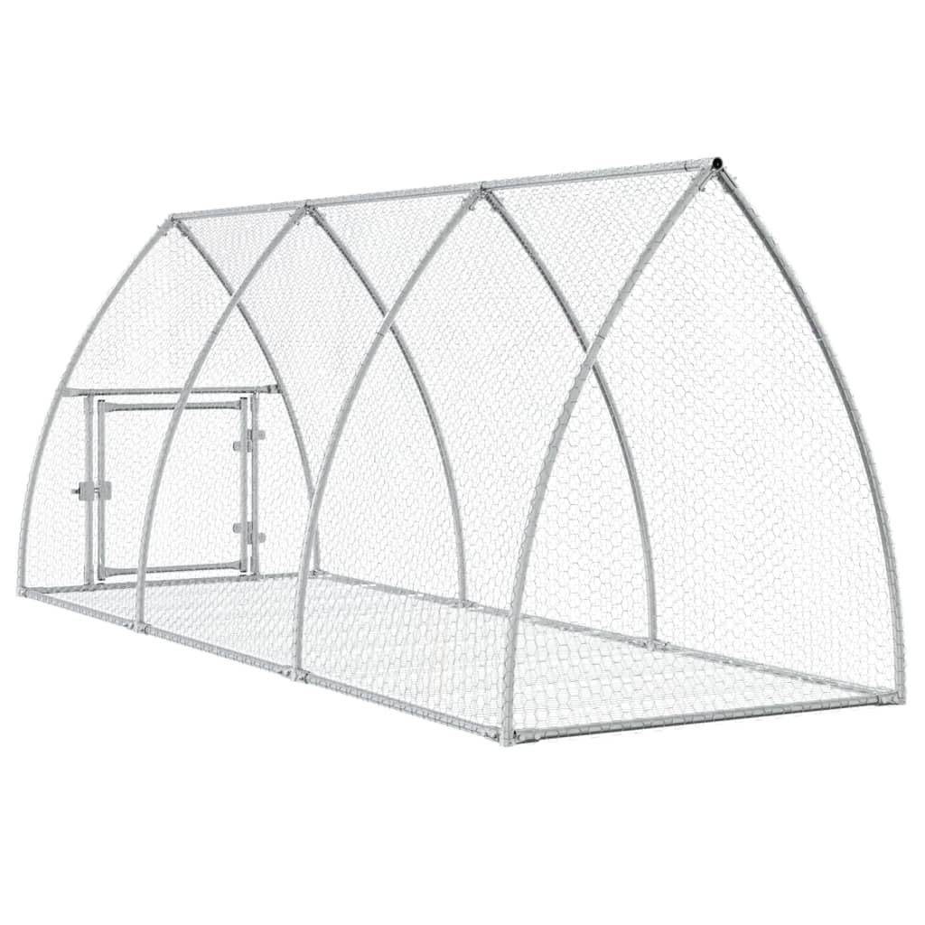 vidaXL Rabbit Hutch Silver 118.1x41.3x47.2 Galvanized Steel