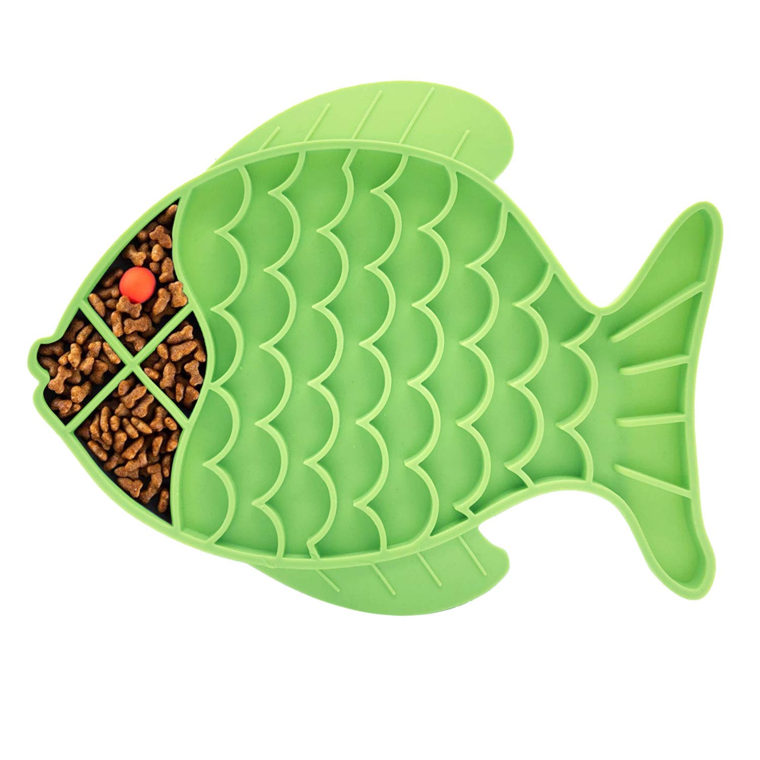 DLDER Cat Lick Treat Mat, 2 Pack Fish-Shaped Puzzle Feeder for Cats & Dogs, Anxiety Relief, Fun Alternative to Slow Feeder (Blue