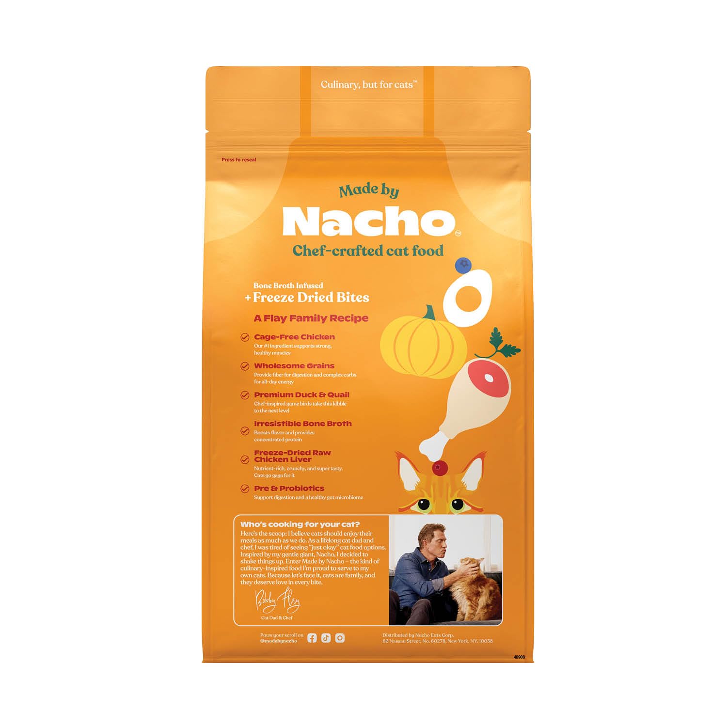 Made by Nacho Dry Cat Kibble 4lb Bag, High Protein Premium Cat Food with Freeze Dried Pieces, Cage-Free Chicken & Duck, Limited