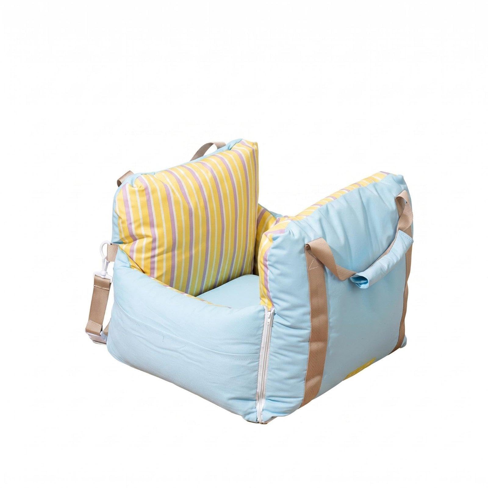 Dog Washable Pet Removable Cover Vehicle Dog Bed for Small Dogs, Cats, Road Trips Blue Plaid Car Bed