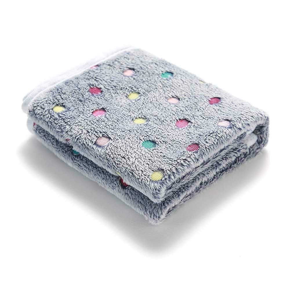 1 Pack 3 Blankets Super Soft Cute Dot Pattern Pet Blanket Flannel Throw For Dog Puppy Cat Blue/Purple/Grey Small