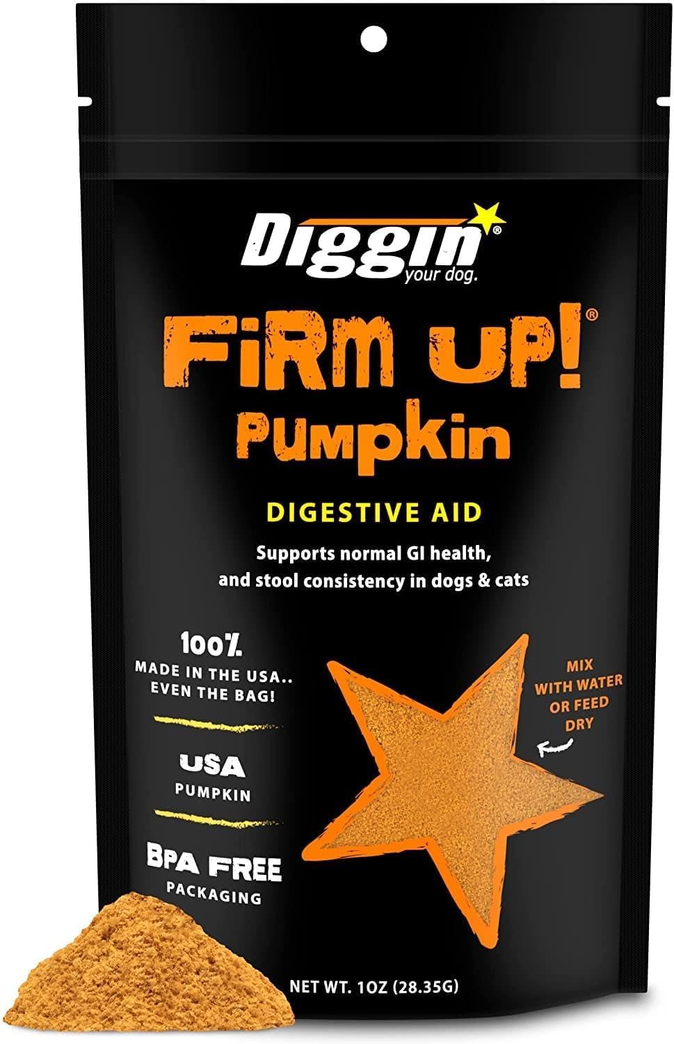 Diggin' Your Dog Firm Up! Pumpkin Bundle - Fiber Supplement with Pumpkin & Apple Fiber for Cat & Dog Digestive Support - Made in