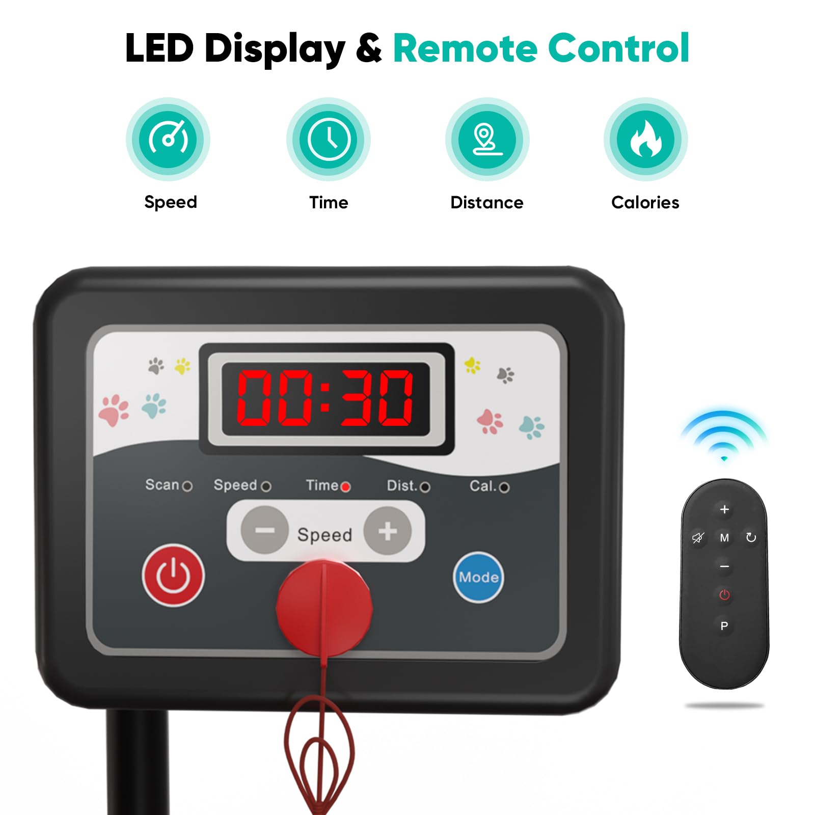 Petbobi Dog Treadmill for Medium Dogs - 265lbs Heavy-Duty Compact Pet Runner with 360 Rotatable Display Screen, Remote Control &