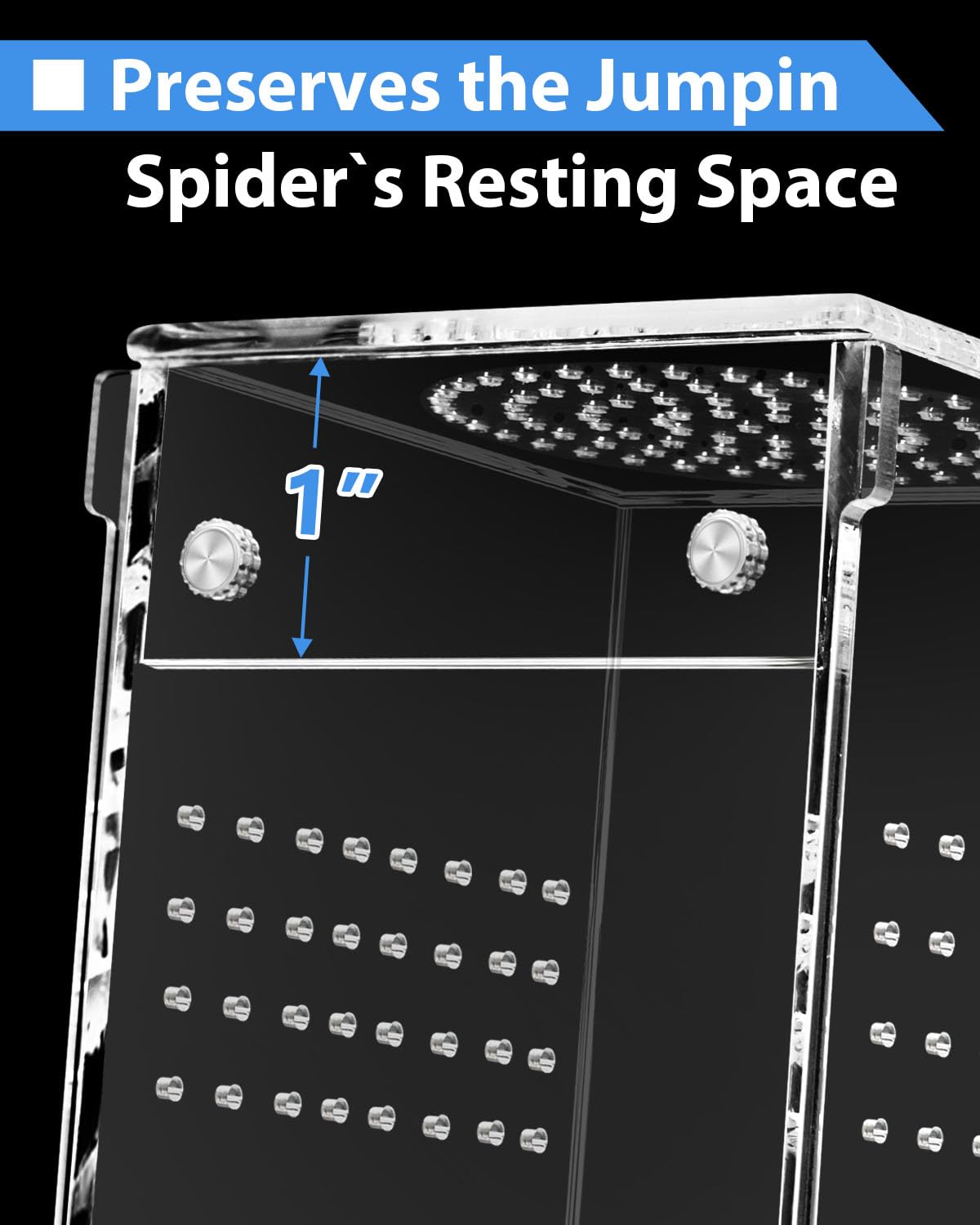 Jumping Spider Enclosure - 3X3X6 Inch Mini Tarantula Enclosure, Small Jumping Spider Accessories Terrarium, Acrylic Full Transpa