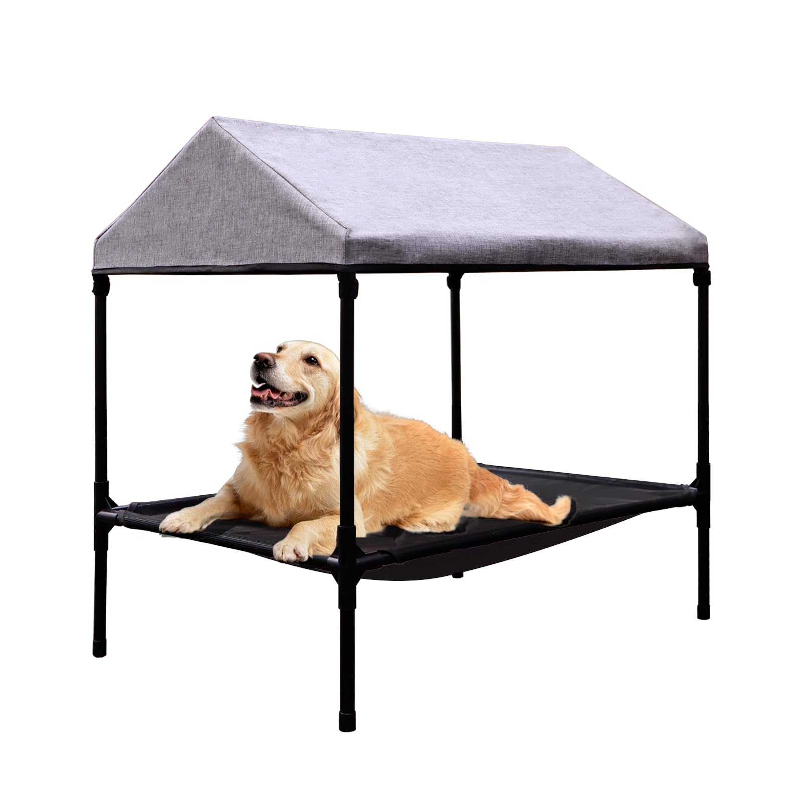 Elevated Dog Bed with Canopy, Outdoor Dog Bed with Removable Shade Tent for Small Medium Dogs, Breathable, Easy to Clean(36 x 25