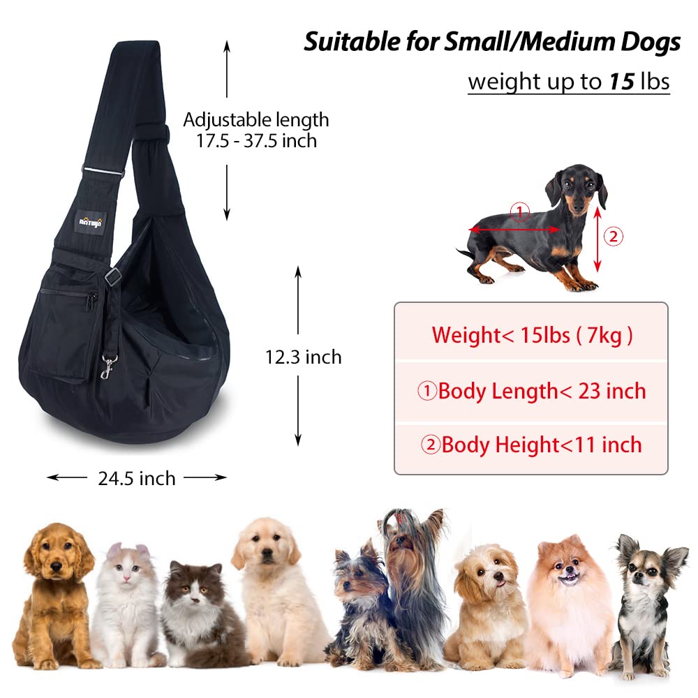 NATUYA Pet Dog Sling Carrier - Waterproof and Windproof Puppy Carrier Bag, Adjustable Strap Hand-Free Dog Sling for Outdoor Acti