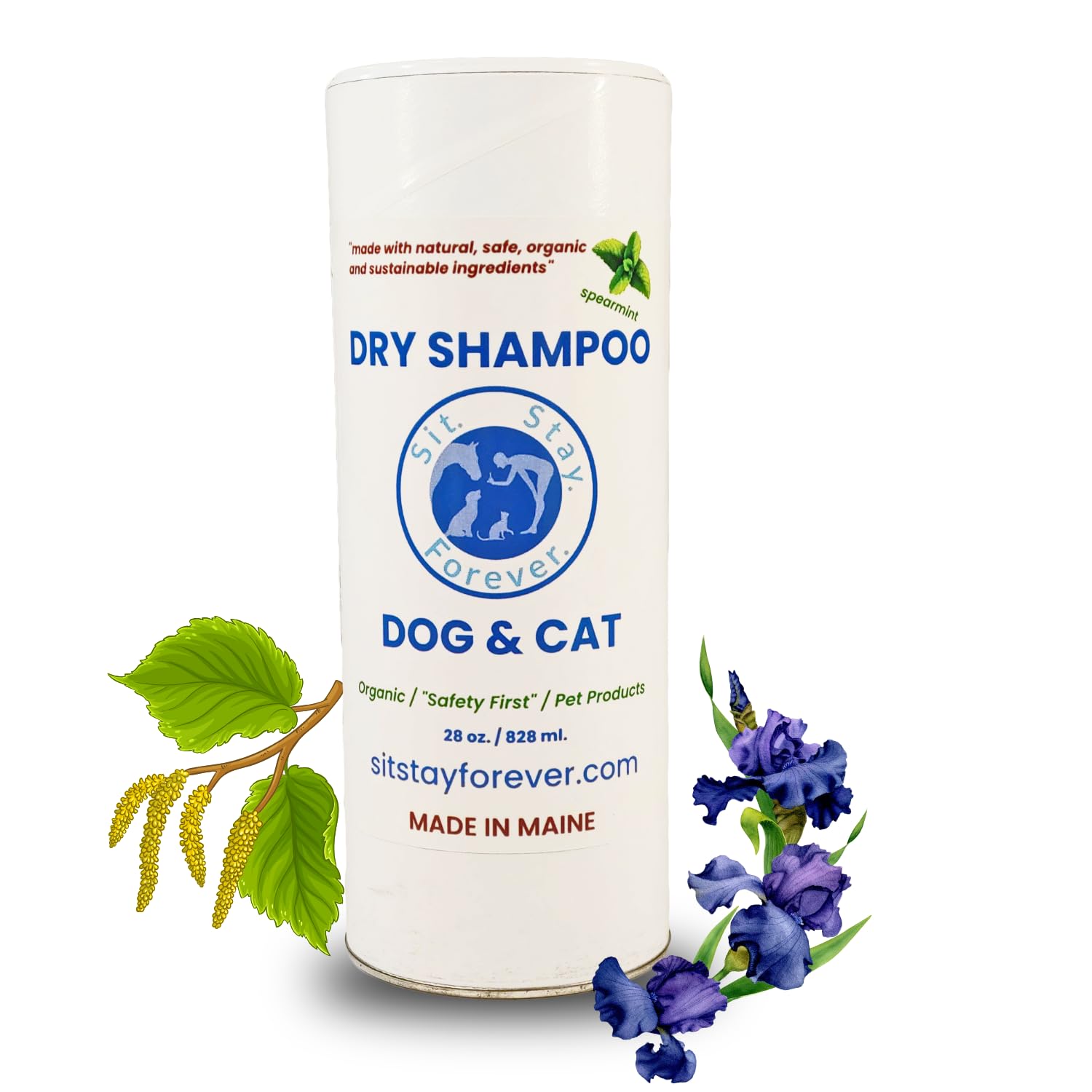 Sit. Stay. Forever. Clean and Fresh Water-Less Fur & Coat Deodorizer Shampoo for Dogs & Cats - Organic Dry Bath Powder-Hypoaller