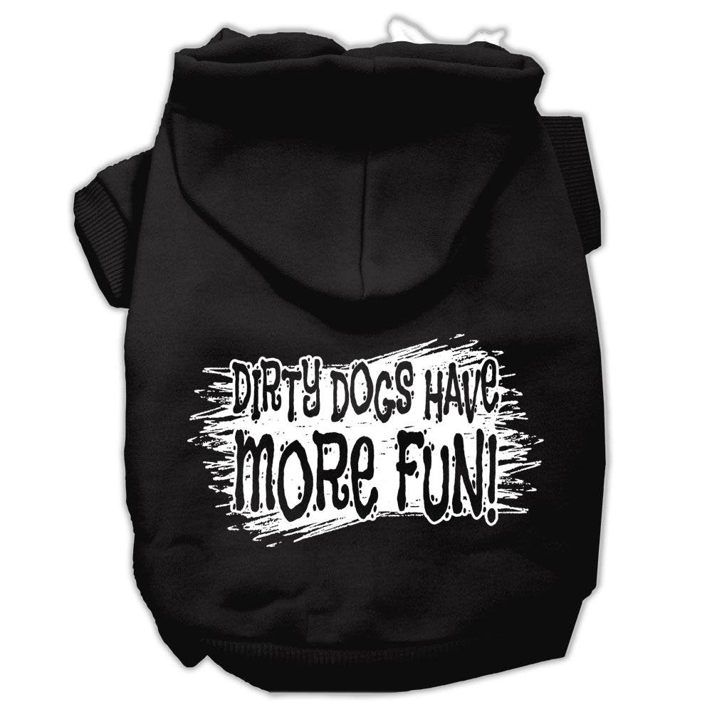 Pet, Dog & Cat Hoodie Screen Printed, 'Dirty Dogs Have More Fun' Black Xl (14-20 Lbs.)