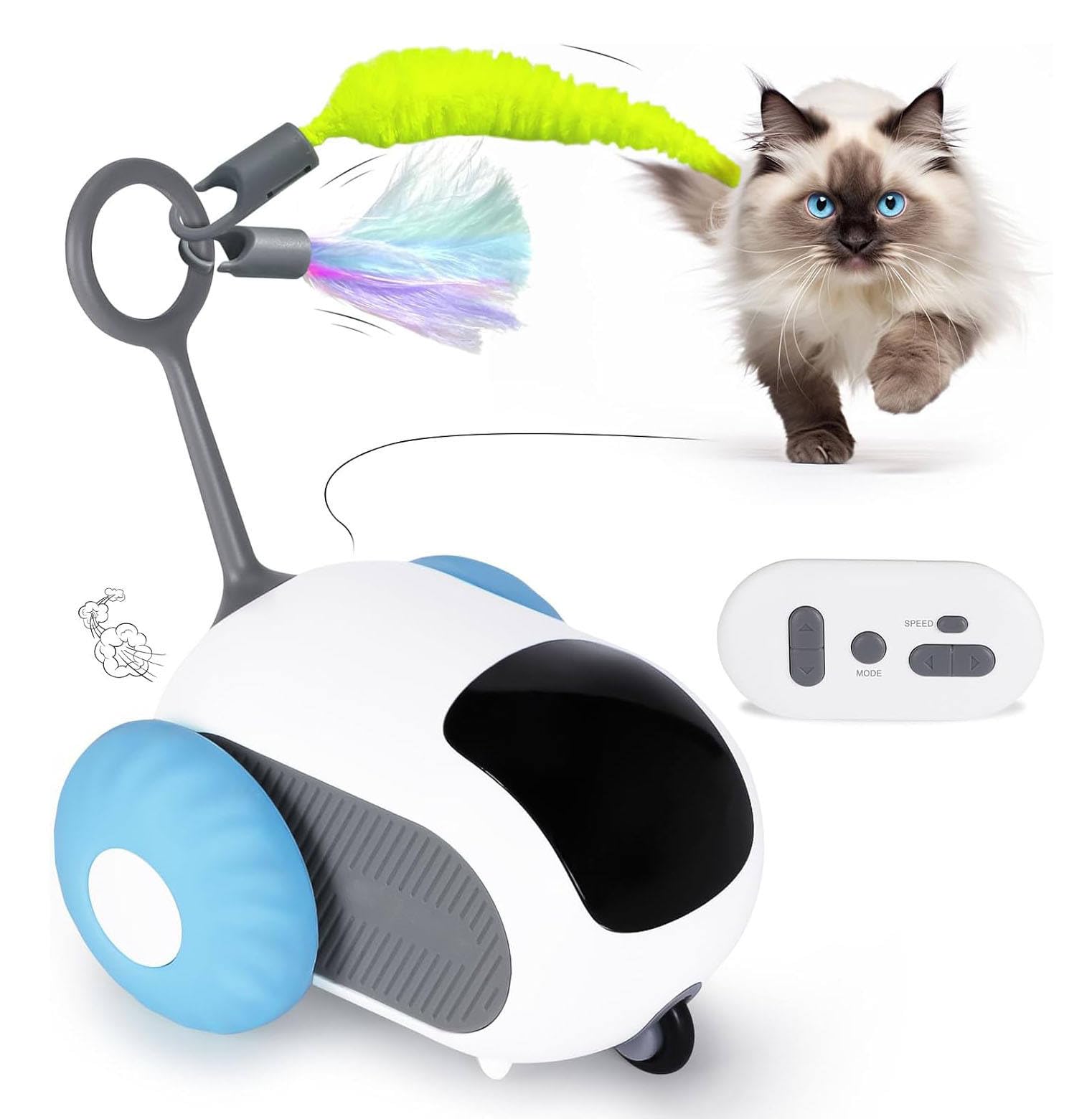 Sparkan Interactive Cat Toy Robot With Remote Control, Feather Wand