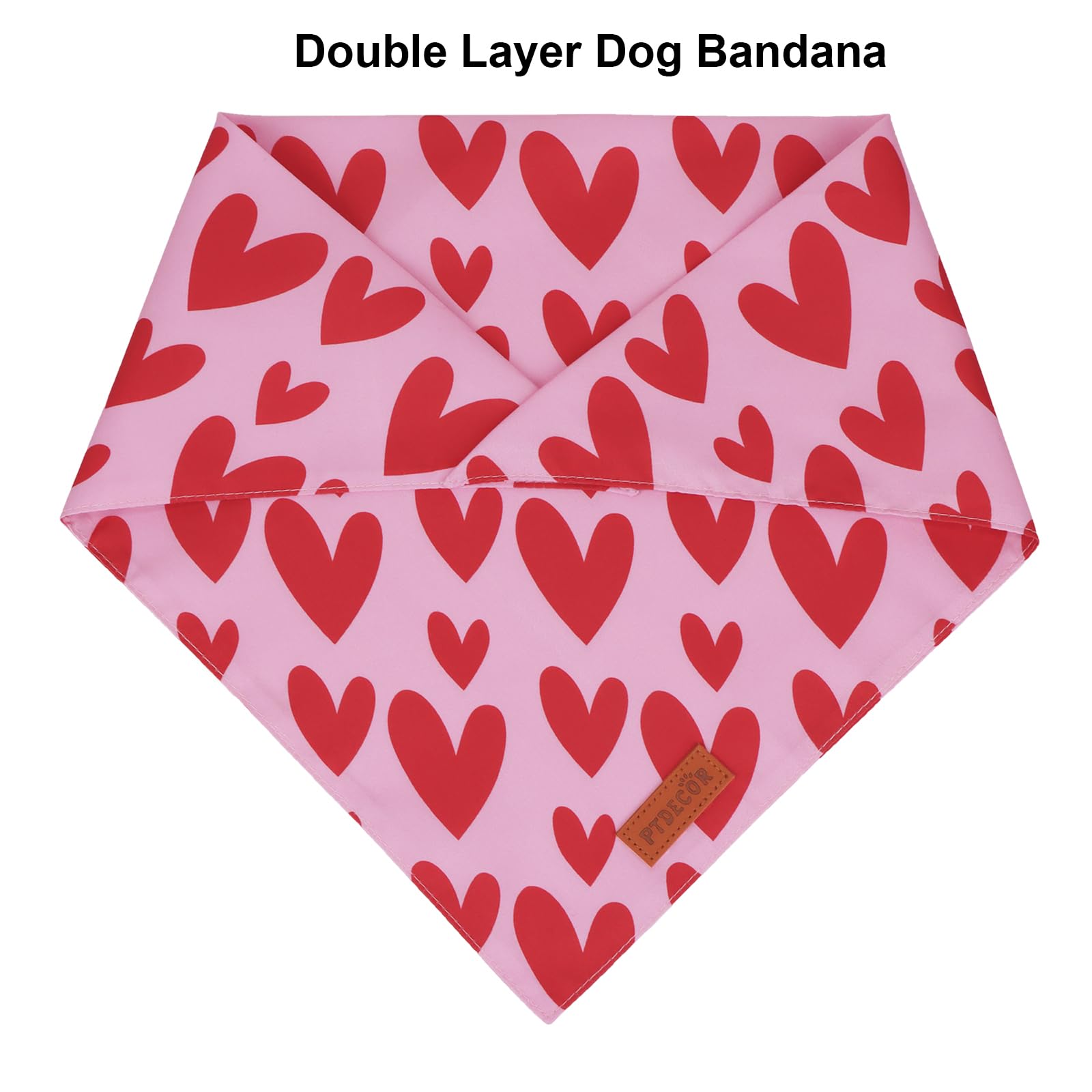 Ptdecor Valentine Dog Bandana, Reversible Valentine Pet Scarf, Multi Size, Red Heart Bandanas For Large X-Large Dogs (X-Large)