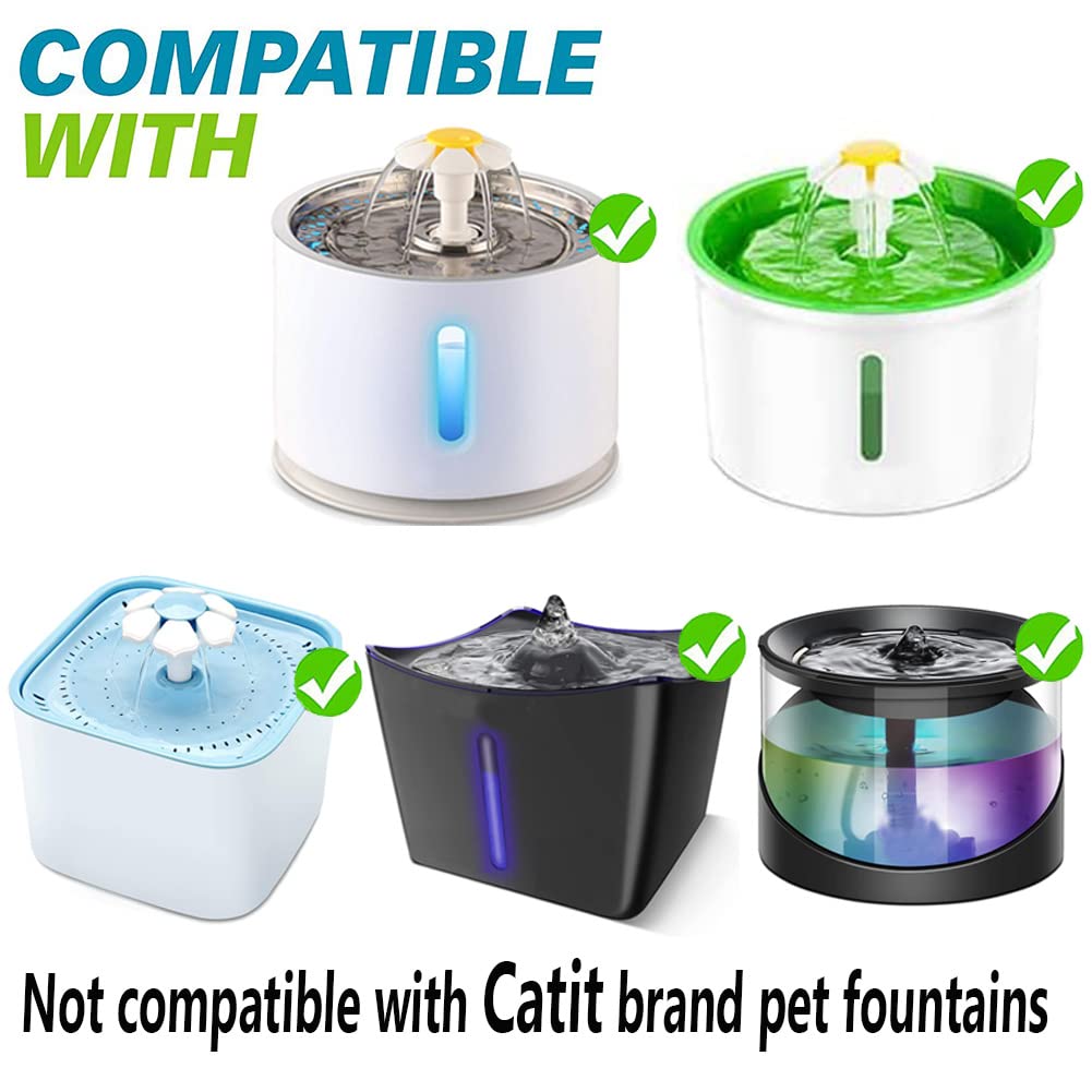 Cat Water Fountain Filters 8 Pack,50% More Resin & Activated Carbon,Genuine Cat Flower Fountain Replacement Filters For Pet Dog