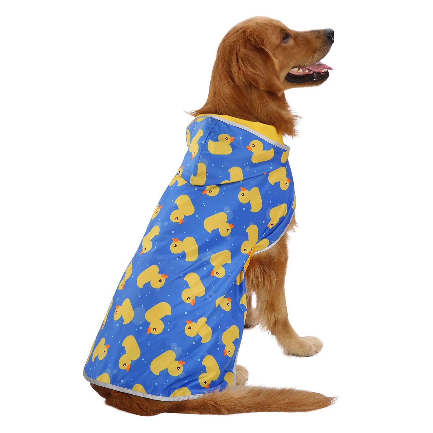 HDE Reversible Dog Raincoat Hooded Slicker Poncho Rain Coat Jacket for Small Medium Large Dogs Ducks Yellow - XL