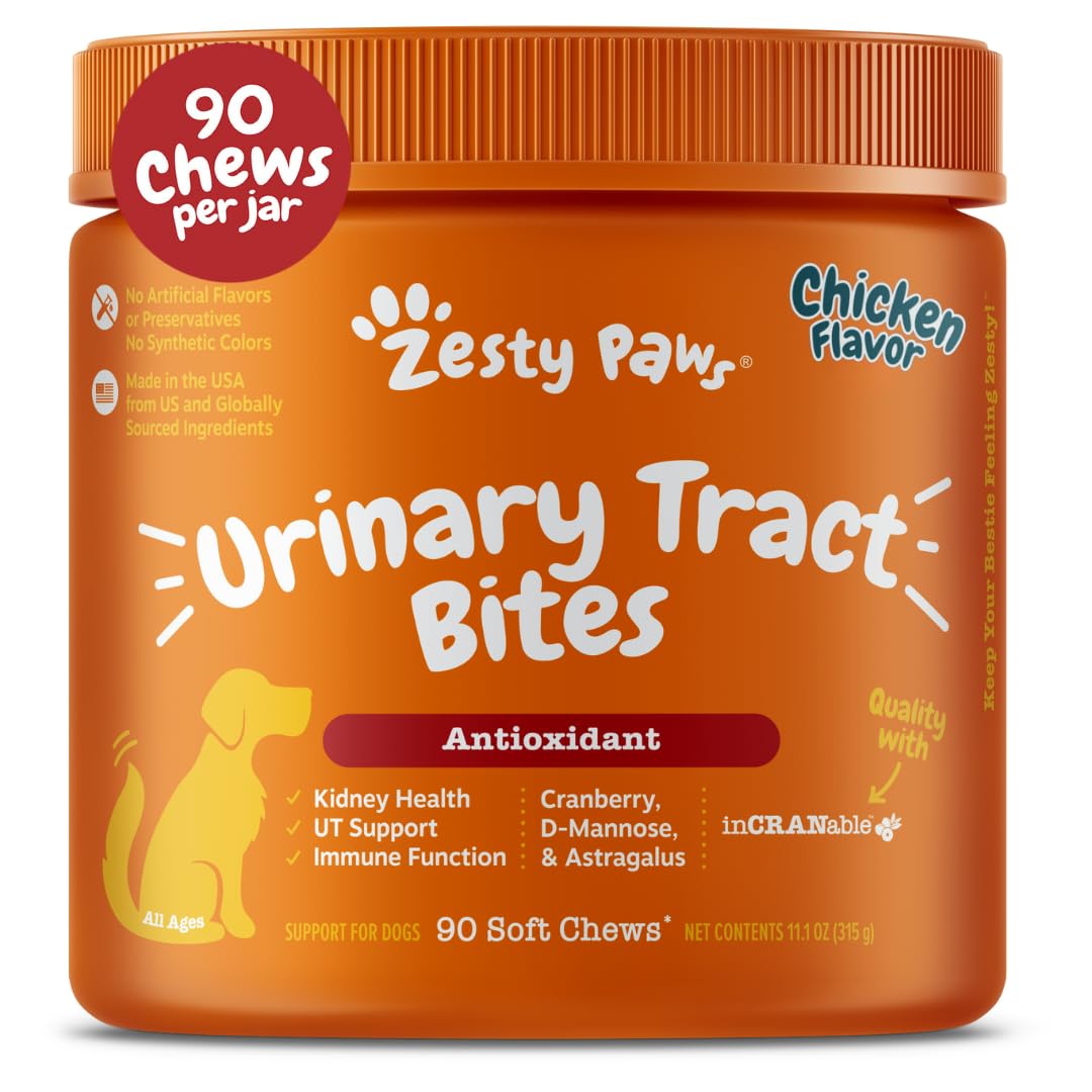 Zesty Paws Cranberry Supplement for Dogs - Bladder Control for Dogs - Urinary Tract Support - Cranberry Chews - Immune & Gut Sup