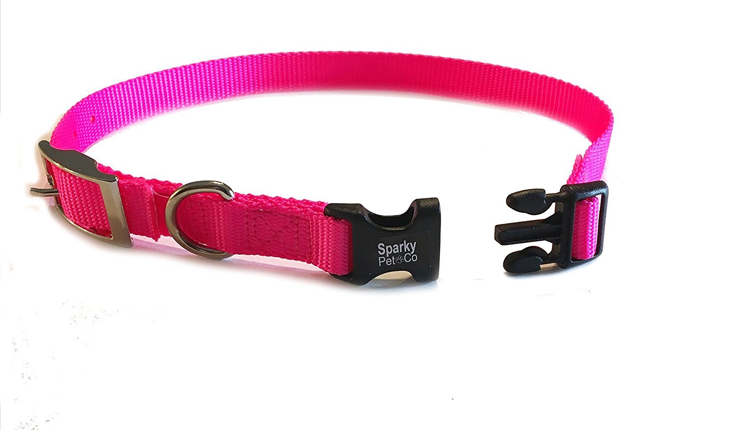 Sparky Pet Co- 1' Quick Snap Double Buckle Replacement Dog Strap (Neon Pink)
