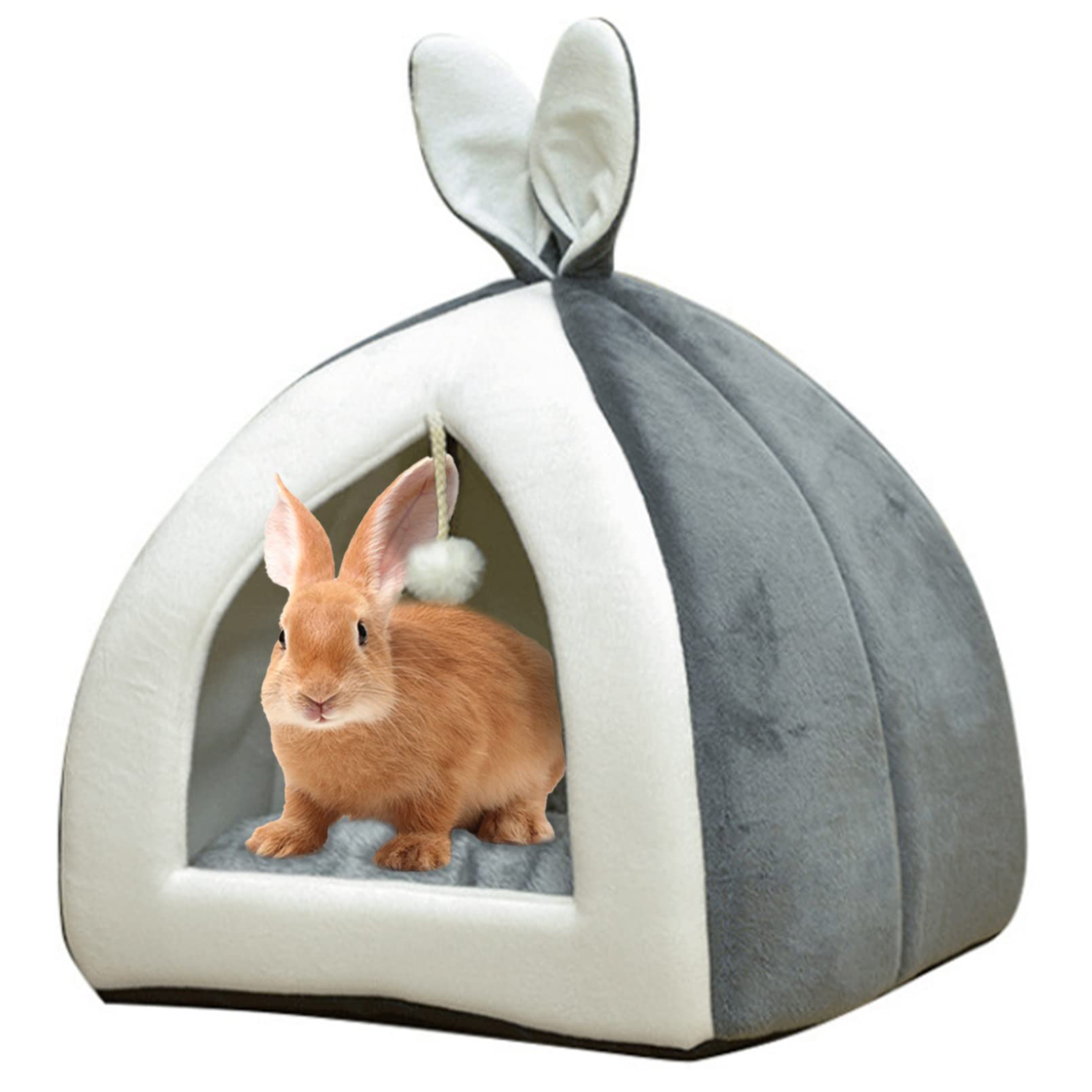 Fhiny Rabbit Bed Cave Cozy Guinea Pig Hideout Cute Bunny Bed Large House Winter Nest Dwarf Rabbit Cage Accessories For Chinchill
