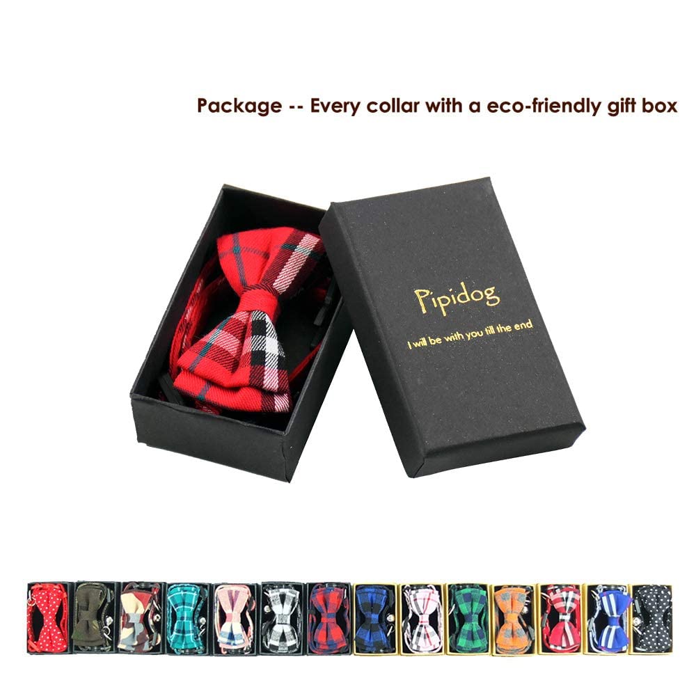 Cat Collar Breakaway With Bell And Bow Tie, Plaid Design Adjustable Safety Kitty Kitten Collars(6.8-10.8In) (Red Plaid 1)
