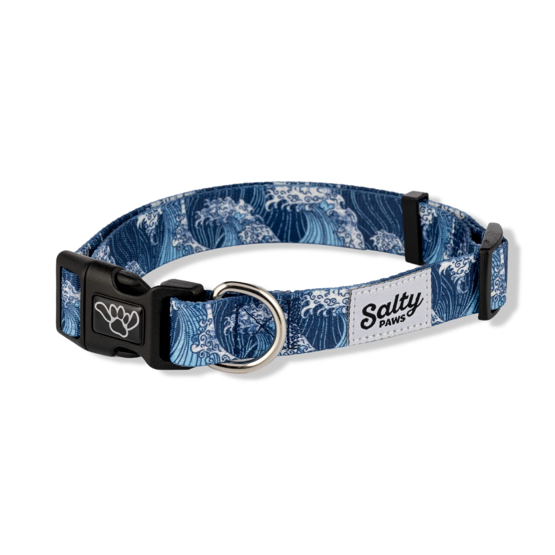 Shaka'S Salty Paws Boy & Girl Dog Collar Small Medium Large (Medium Dog Collar Adj. 14-20' For Dogs 25-50 Lbs, Blue Wave)