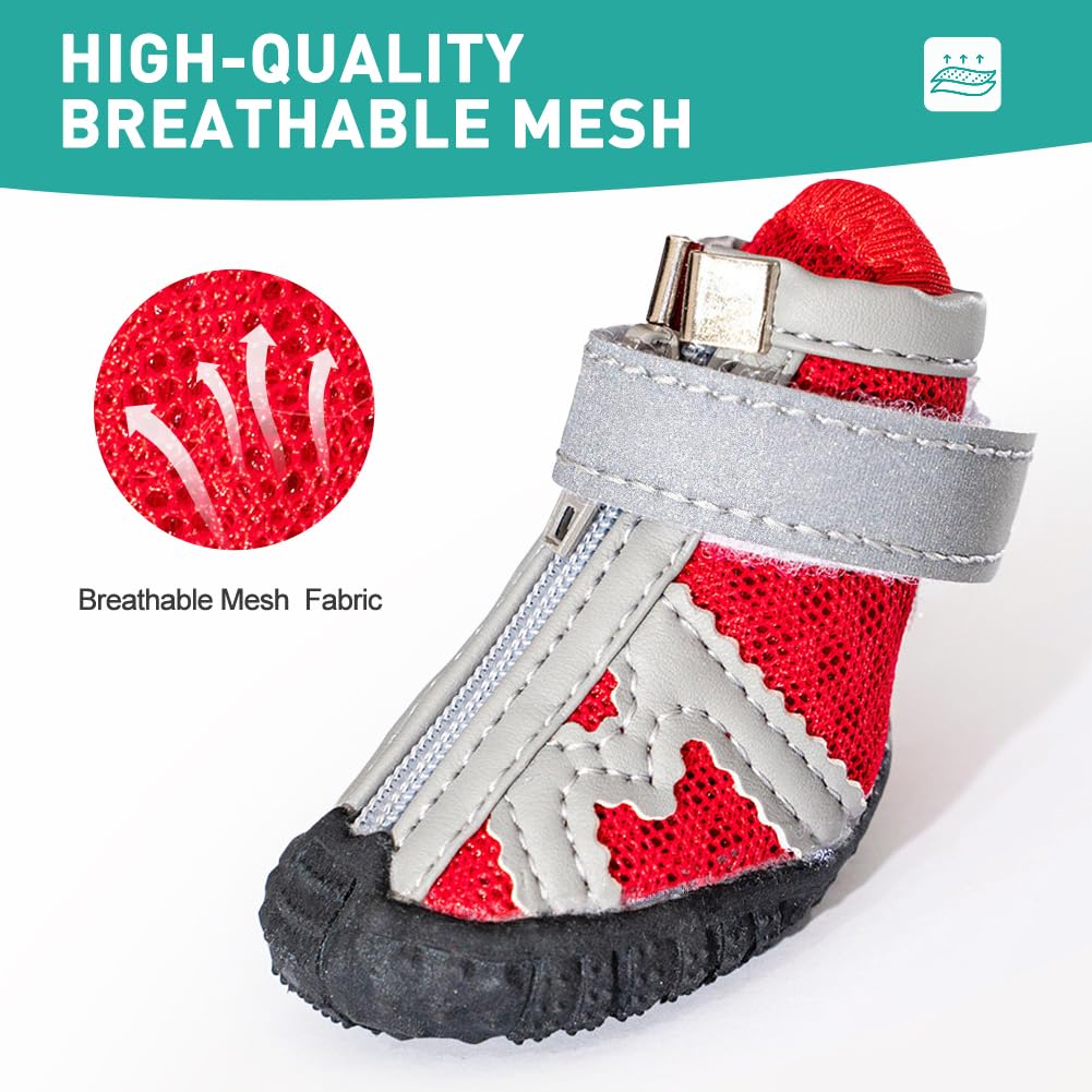 Paipeper Dog Shoes For Small Medium Dogs,Dog Boots & Paw Protectors For Hot Pavement And Winter Snow,Anti-Slip Rubber Dog Bootie