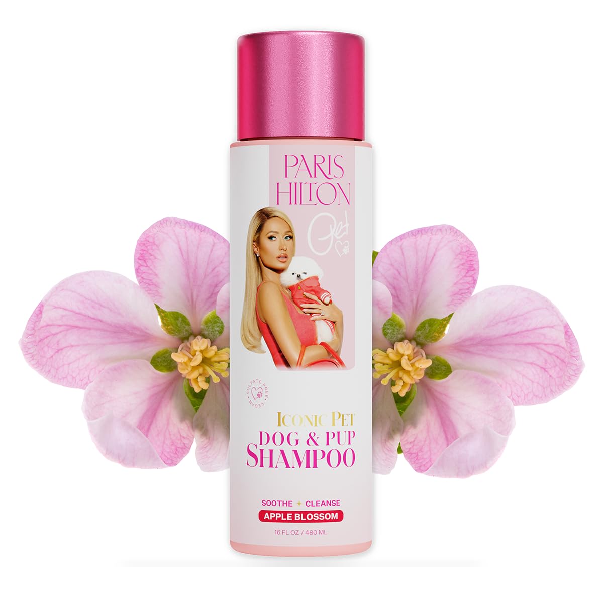 Paris Hilton Dog Shampoo - Sweet Floral Apple Blossom Scent, Sulfate-Free Vegan & Hypoallergenic for All Dog Breeds, with Oatmea