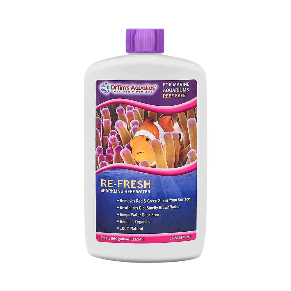 DrTim's Aquatics Re-Fresh for Reef Aquariums - 100% Natural Fish Tank Sanitizer & Revitalizer Conditioner Solution Fresh, Crysta