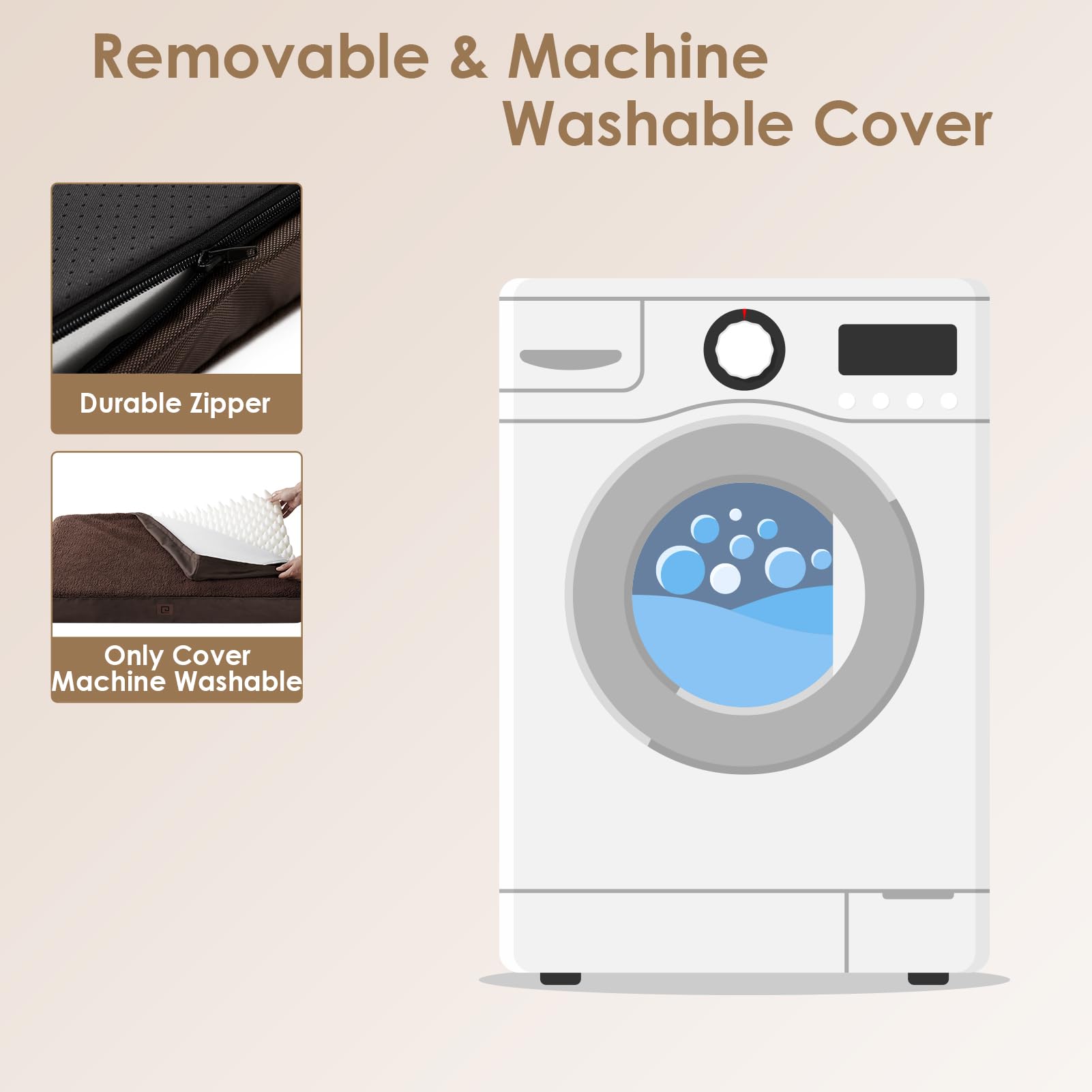 Eheyciga Orthopedic Dog Beds For Large Dogs With Removable Washable Cover, Brown, 36X27