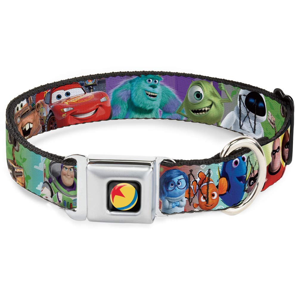 Dog Collar Seatbelt Buckle Disney Pixar 7 Movie Character Collage 11 To 17 Inches 1.0 Inch Wide