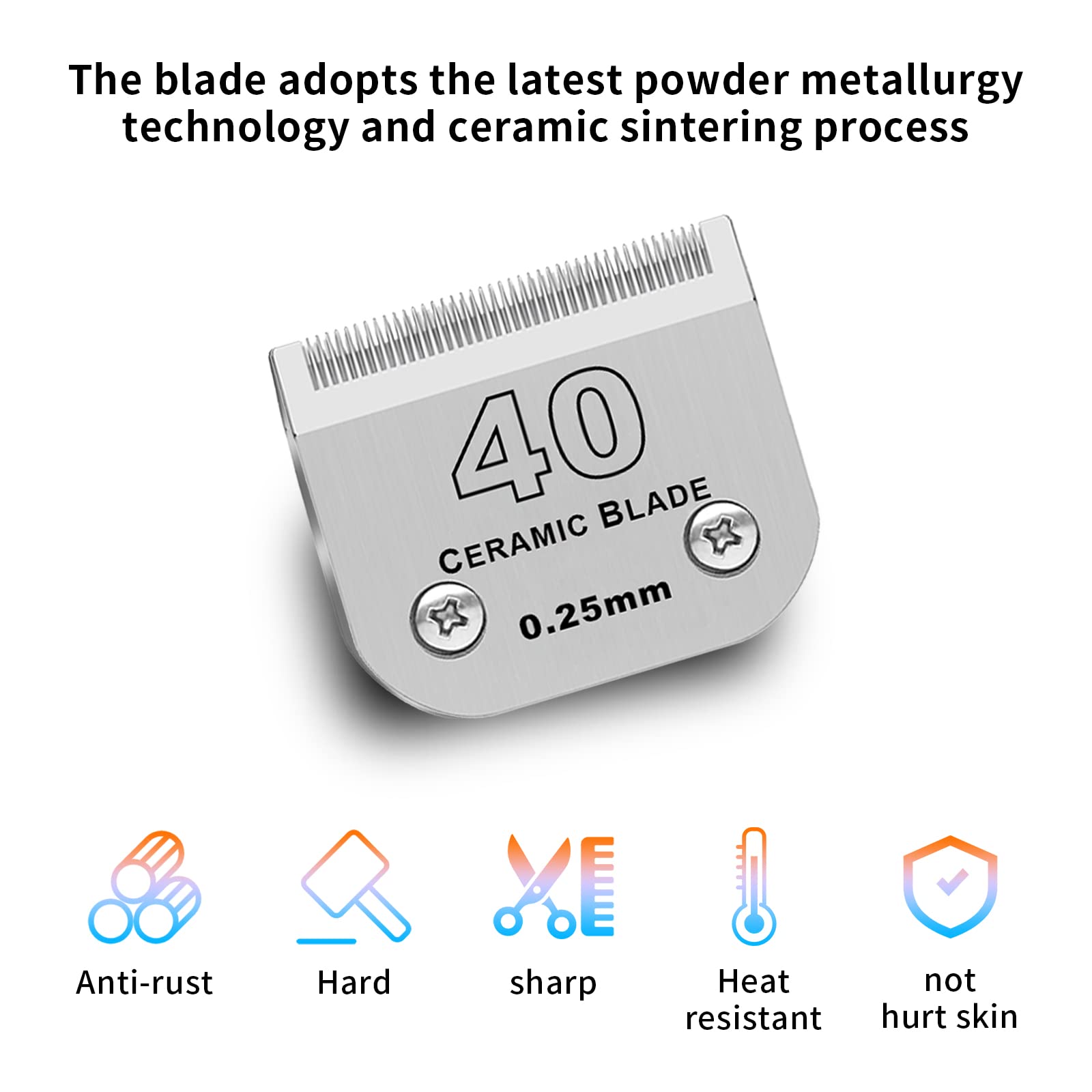 Dodaer 3 Pack 40# Detachable Pet Dog Grooming Ceramic Blades,Compatible With Andis,Oster A5,Wahl Km-10 Series,Size #40 Blade 1/1