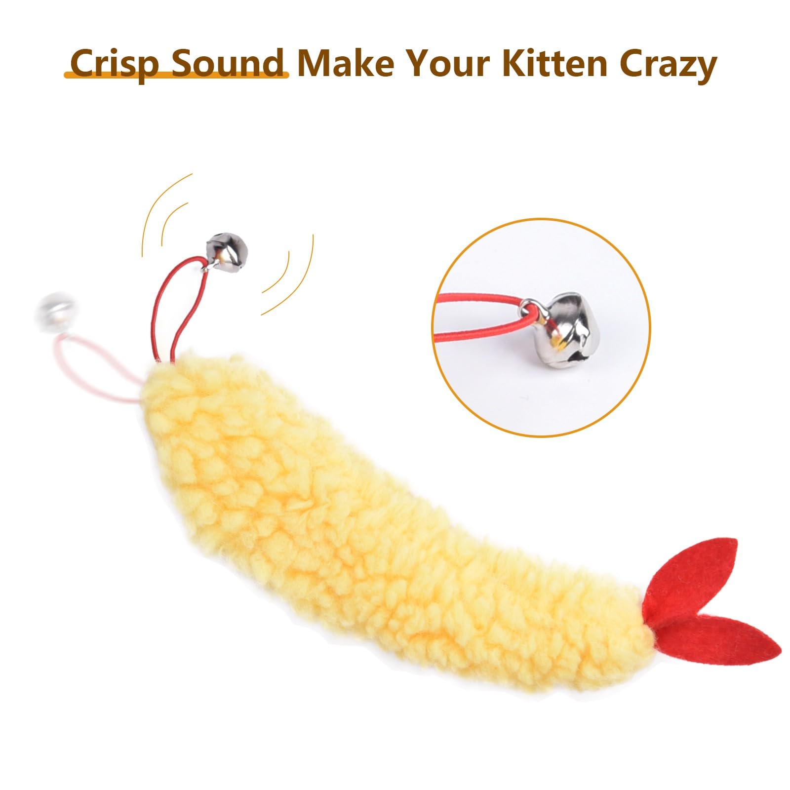 Orsda 3 Pcs Replacement Refills For Cat Ball Toys, Feather Tail, Elastic Net Tail, Plush Shrimps For Interactive Kitten Toys For