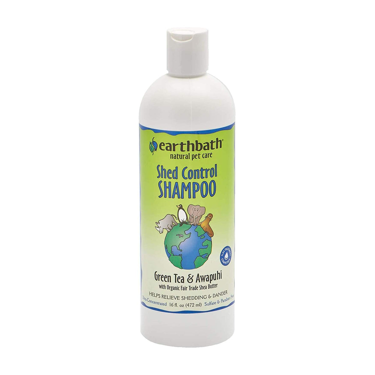 Earthbath, Green Tea & Awapuhi Shed Control Dog Shampoo - Cruelty Free Dog Shampoo, Helps Relieve Shedding & Dander, Gentle Dog Wash, Made In Usa, Dog Bathing Supplies - 16 Oz (1 Pack)