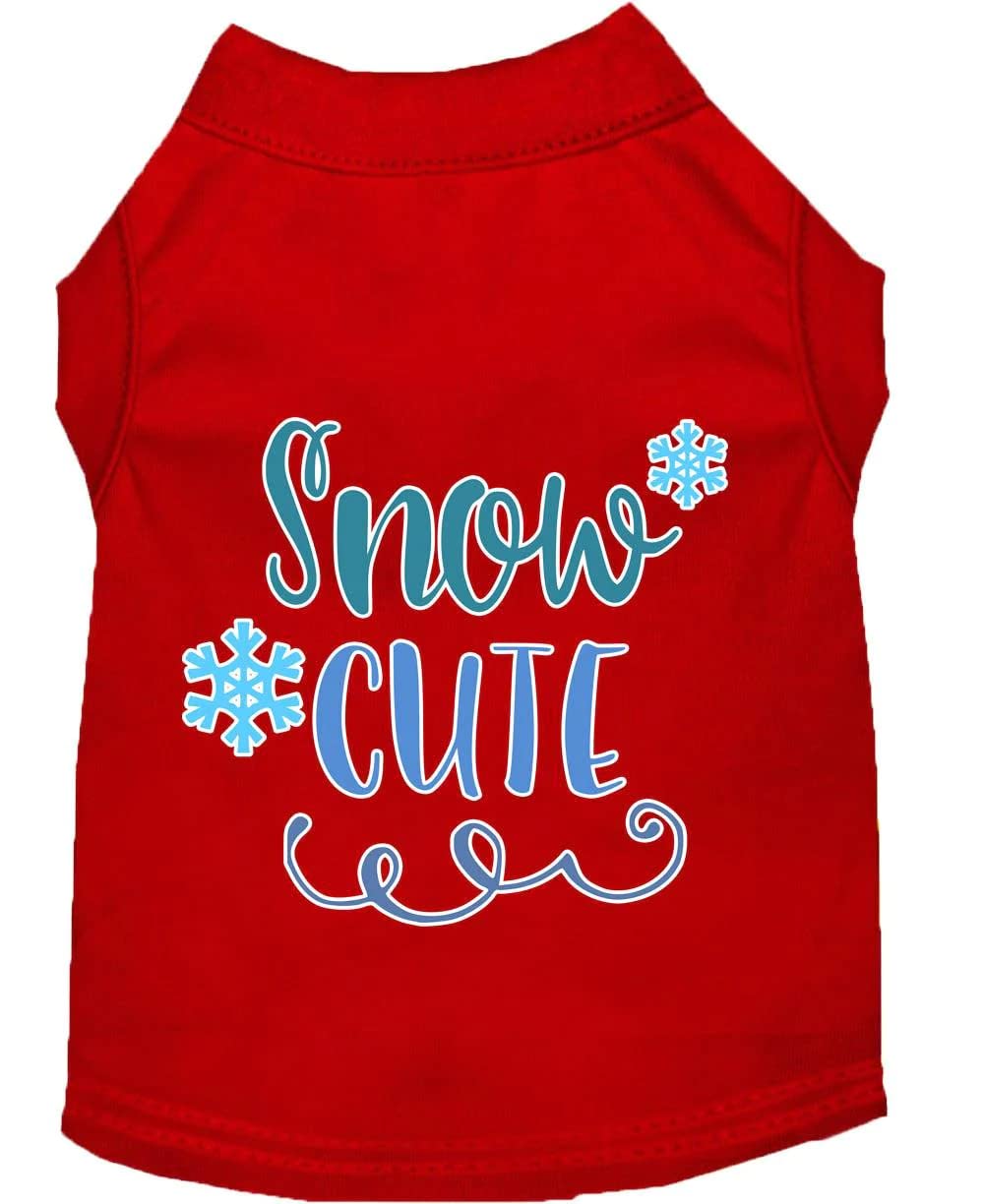 Christmas Pet Dog & Cat Shirt Screen Printed, &quot;Snow Cute&quot; Red XS (0-3 lbs.)