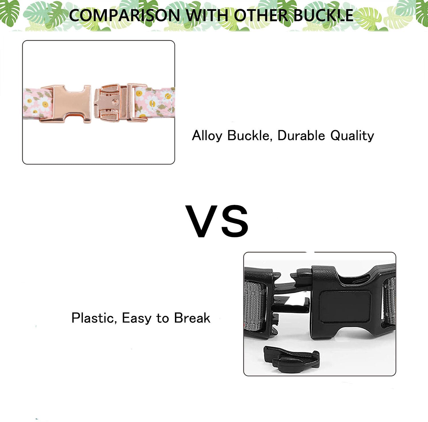 Metal Buckle Dog Collar, Durable Adjustable Dog Collar Soft For Small Medium Large Dogs (001-Pink, M(13-18In)