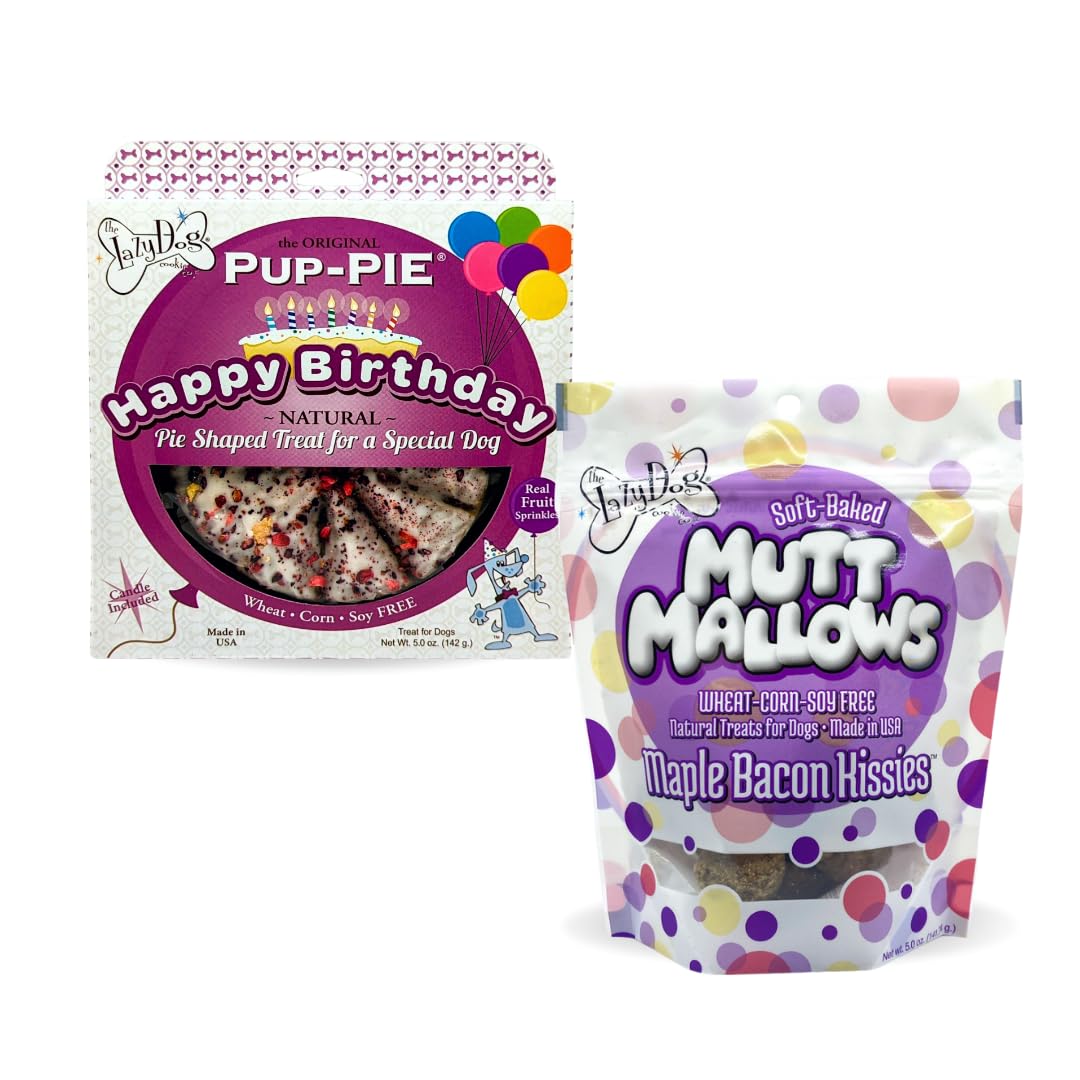 The Lazy Dog Pup-Pie - Original Pup-Pie - Happy Birthday Dog Treat for a Special Dog, 5 oz (Bacon, Pie with Treats)