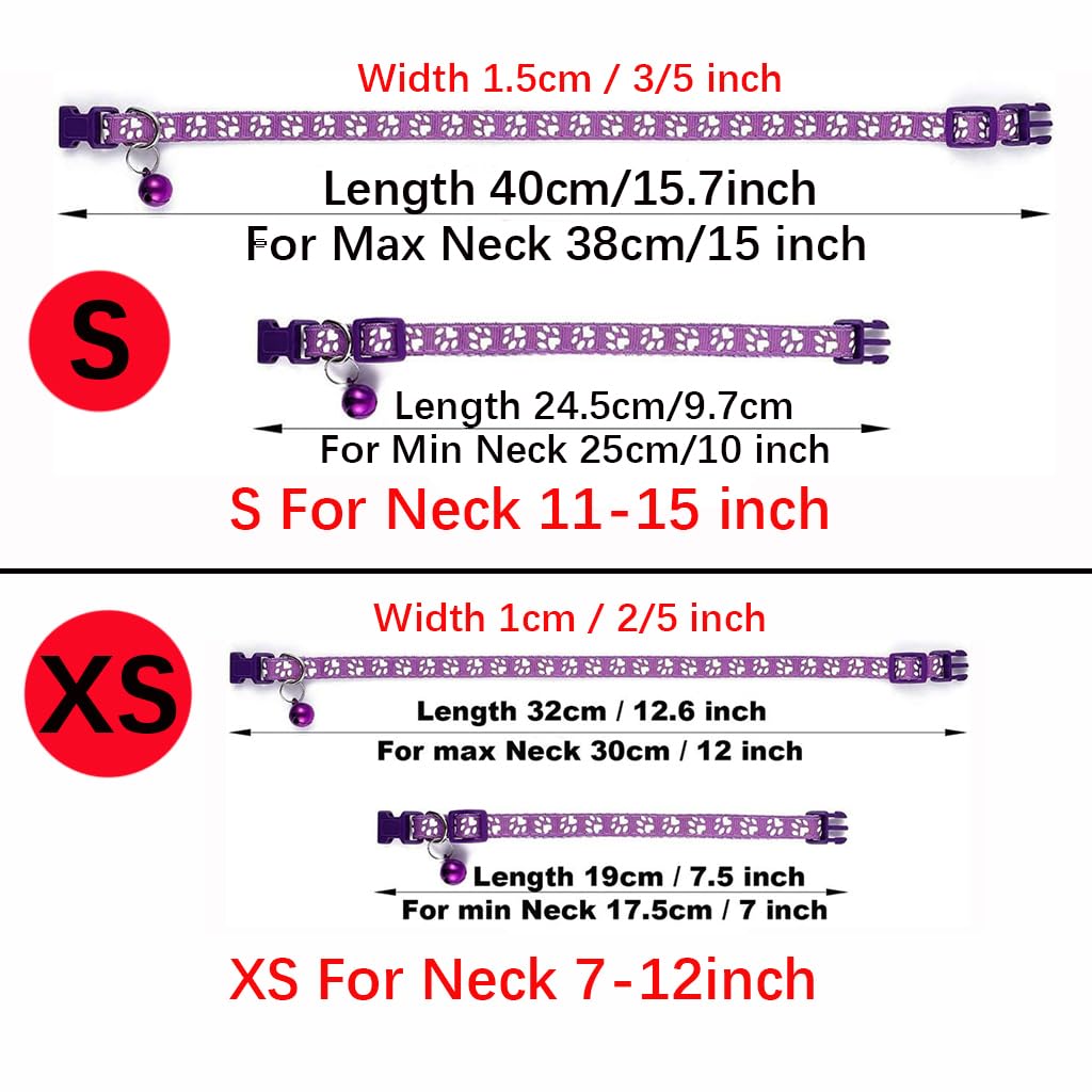 Puppy Collar With Bell, 2-Pack Basic & Reflective Cat Collar With Bells For Xxs Xs Small Pet Dogs Boy Tiny Kitten Male Animal, B