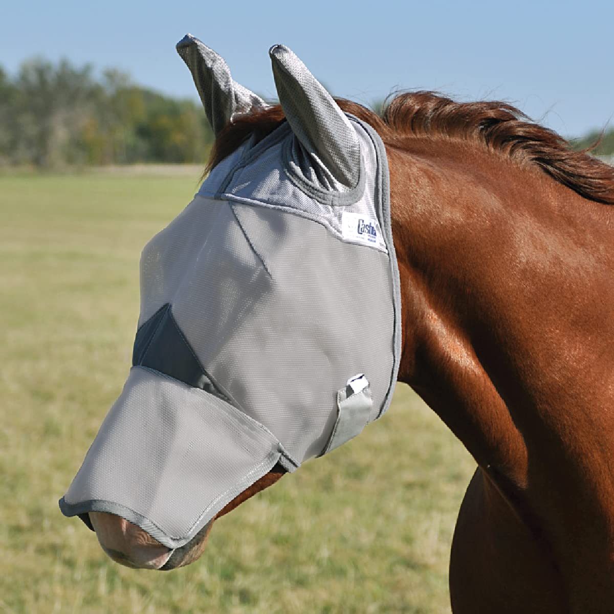 Cashel Crusader Horse Fly Mask With Long Nose And Ears, Grey, Arabian