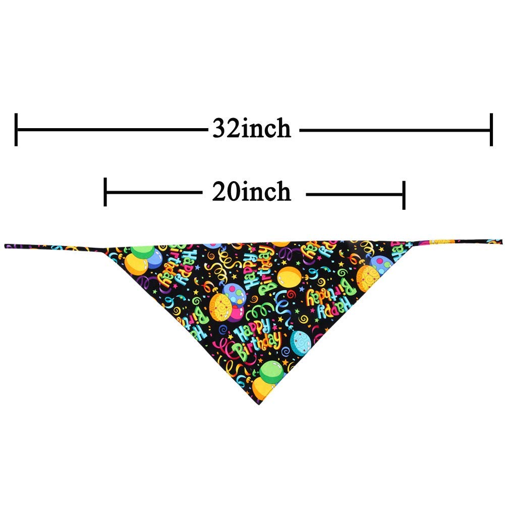 Dog Birthday Bandana Triangle Bibs Scarf Accessories Black Large