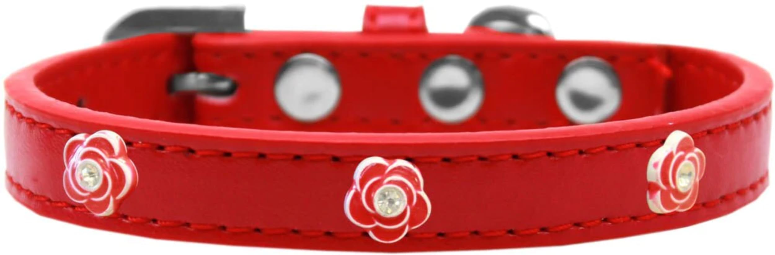 Dog, Puppy & Pet Widget Fashion Collar, Red Roses Black 16