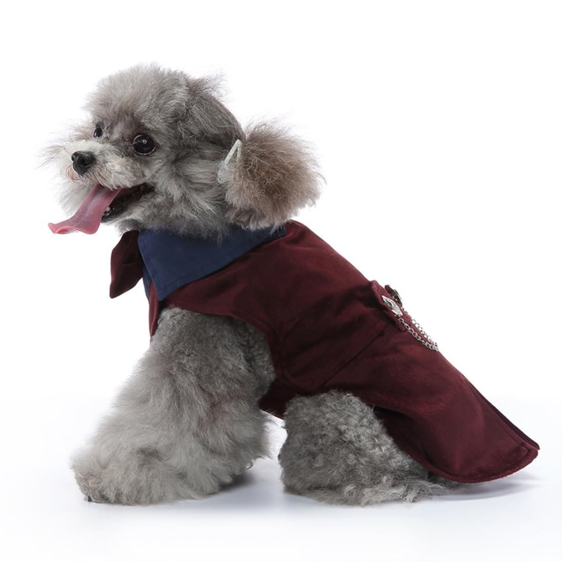Doteyayp Puppy Velvet Tuxedo With Detachable Bowtie Prom Wedding Formal Wear Prince Costume For Small Dog (Medium, Coffee)