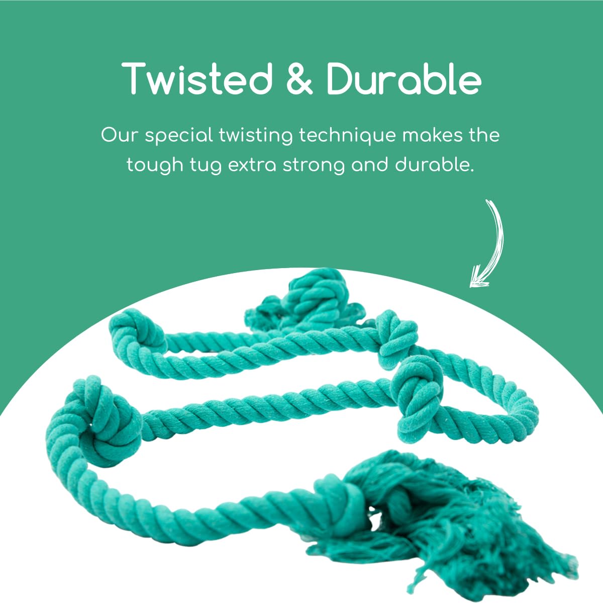 Tumbo Tough Tug Rope Dog Toy - (5 ft Long Strong and Durable Rope Pull Toy with Handle) TUG of WAR Dog Toy (Bahama Blue)
