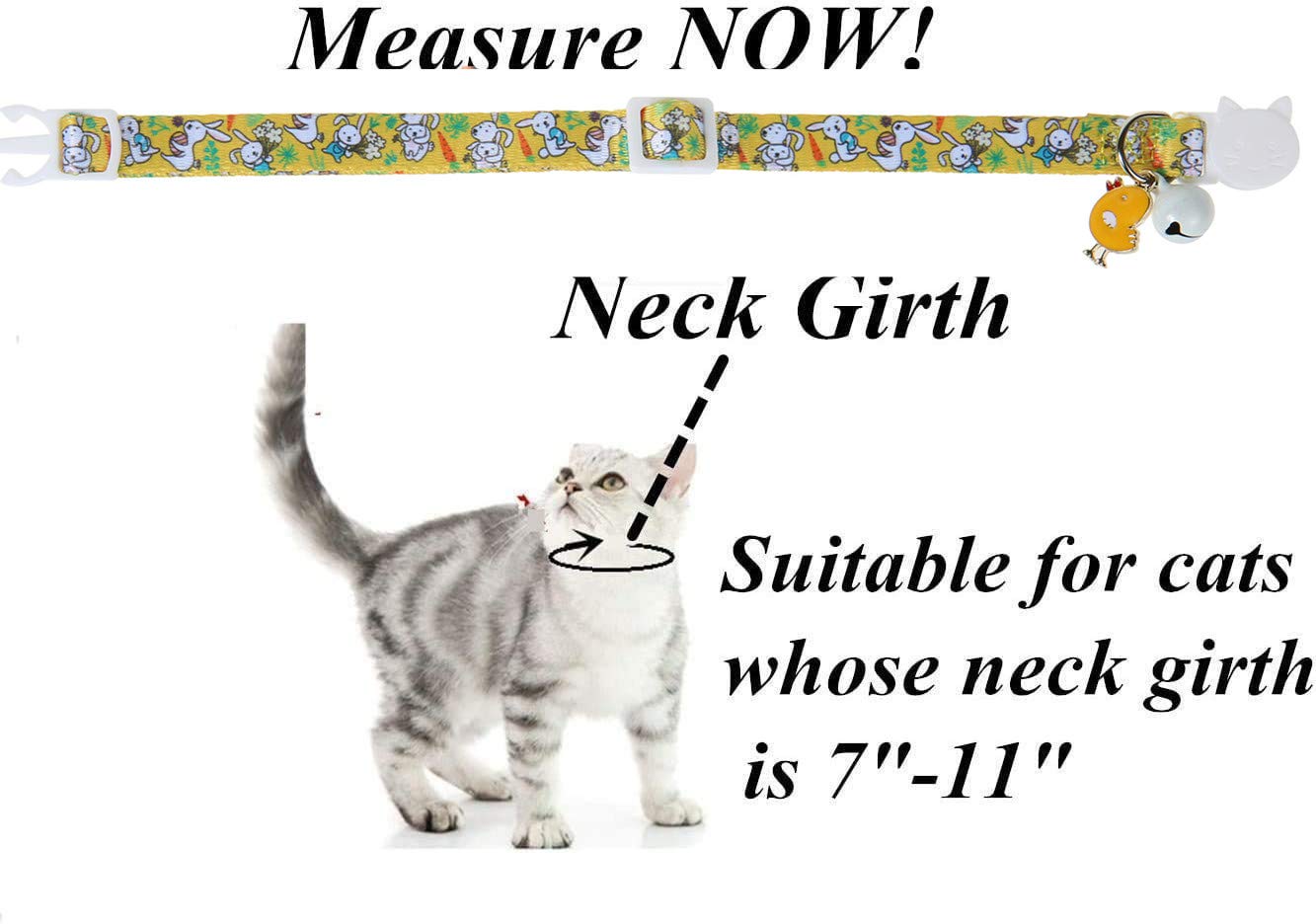 Boombone 2 Pack Bunny Cat Collar Breakaway,Safety Adjustable Collars With Bell For Kitten