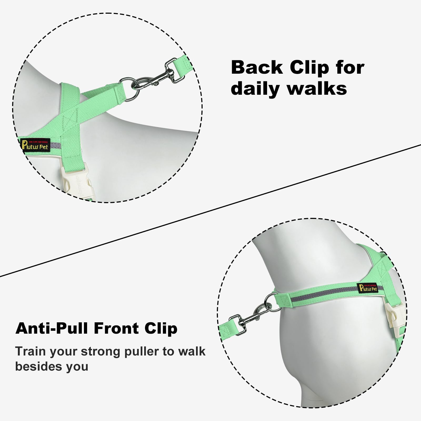Plutus Pet Cotton Dog Harness and Leash Set, Reflective and Soft Padded, Quick Fit Vest Harness, for Small, Medium and Large Dog