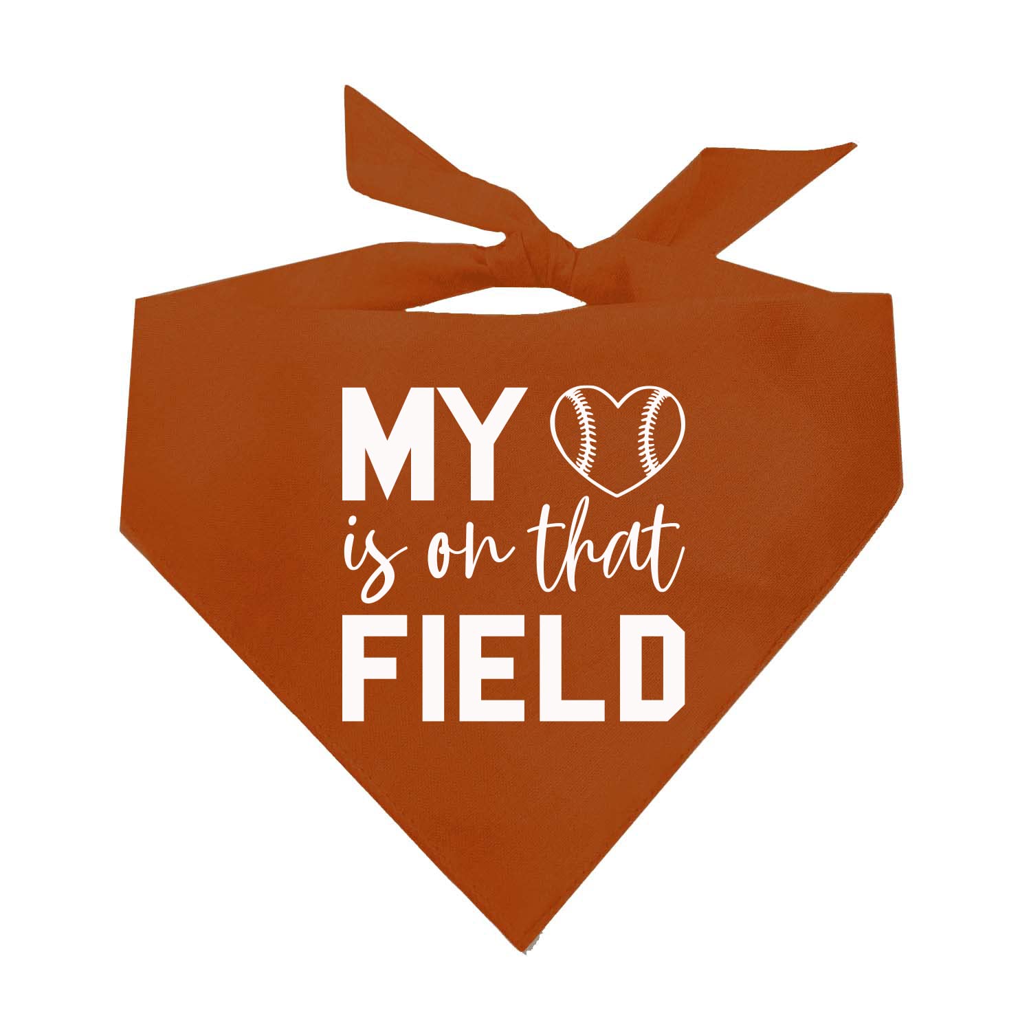 My Heart Is On That Field Baseball Dog Bandana (1044 Dark Orange, One Size)