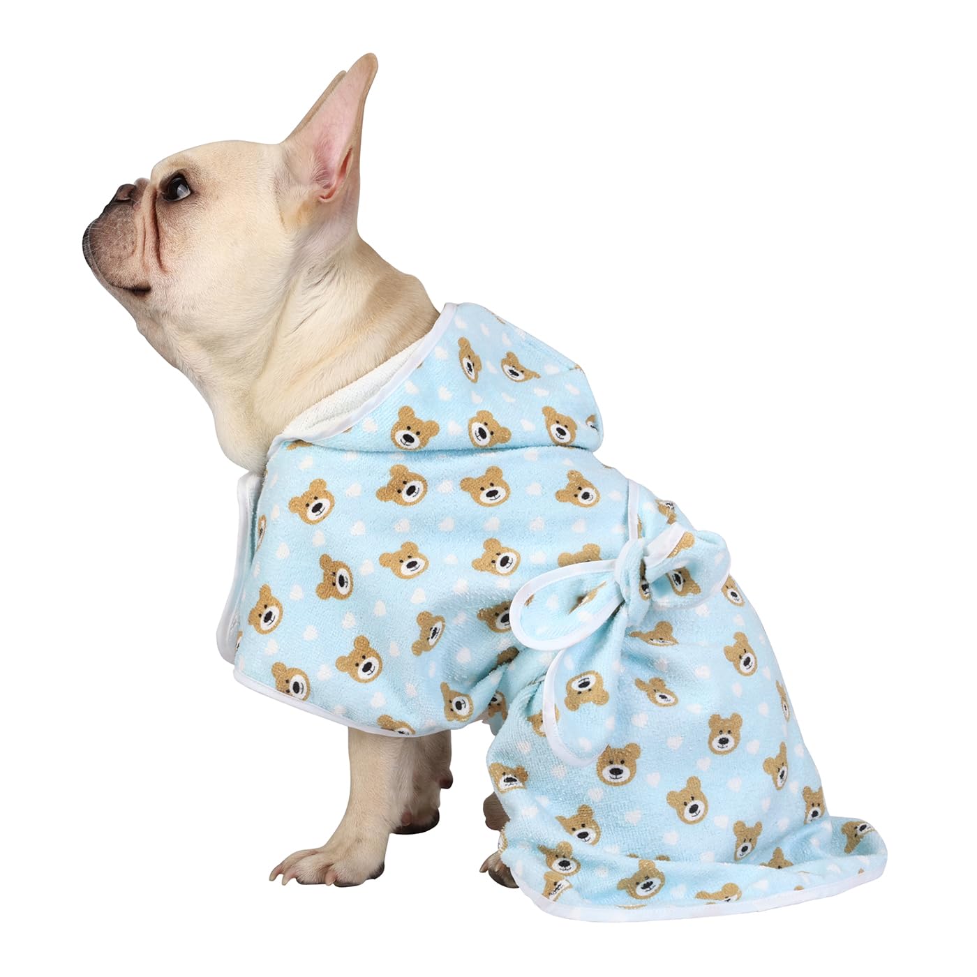 Hde Dog Bathrobe Super Absorbent Quick Drying Towel With Hood For All Dog Breeds Sizes S-Xxl - Teddy Bears - M