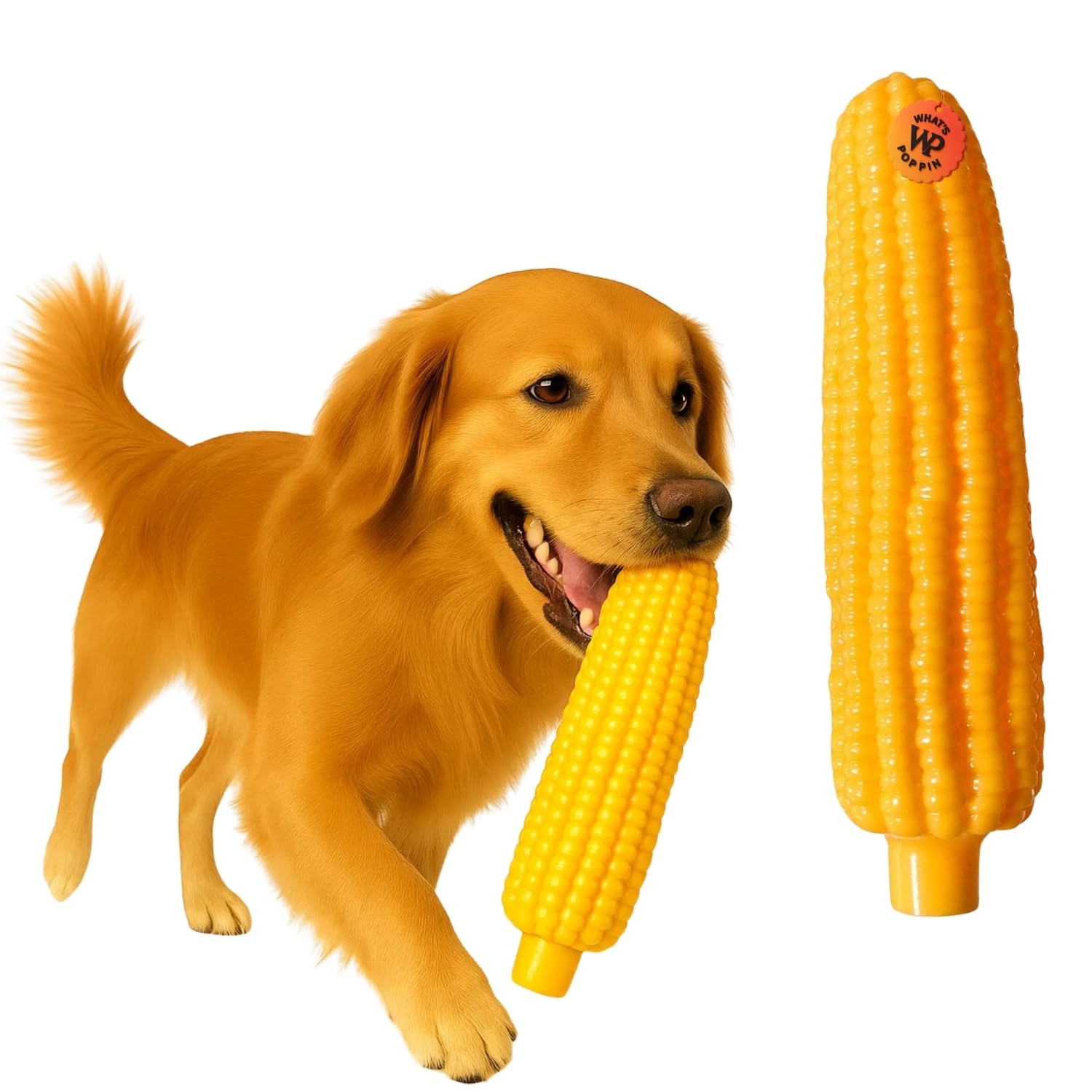 WhatS Poppin Corn Grind Teeth Stick Dog Chew Toy With Whistle & Cotton Rope | CornShaped Dental Cleaning Chew For Dog | Intera