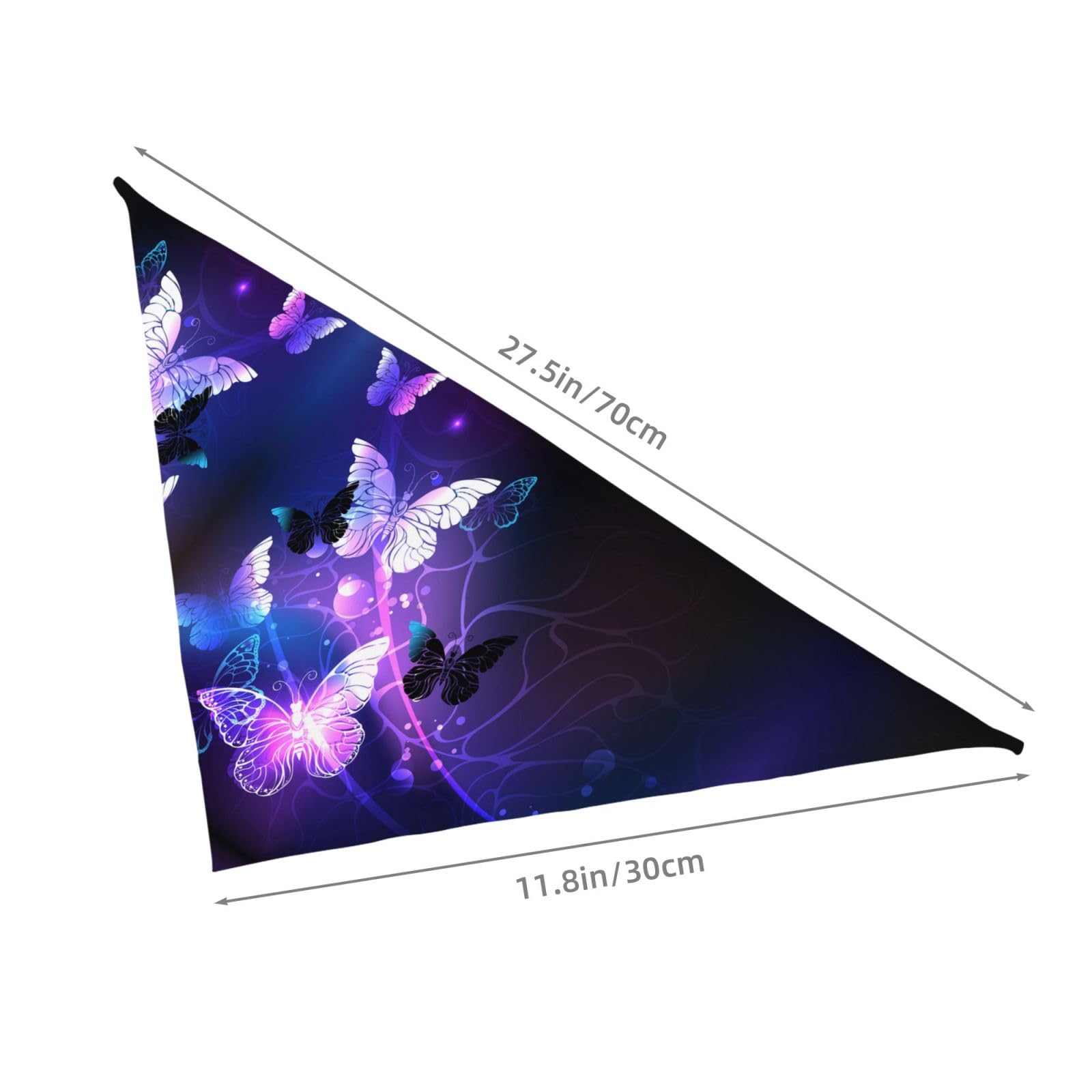 Glowing Night Butterflies Dog Bandana Scarf Triangle Bibs Pet Accessories Cat Kerchief White25 One Size