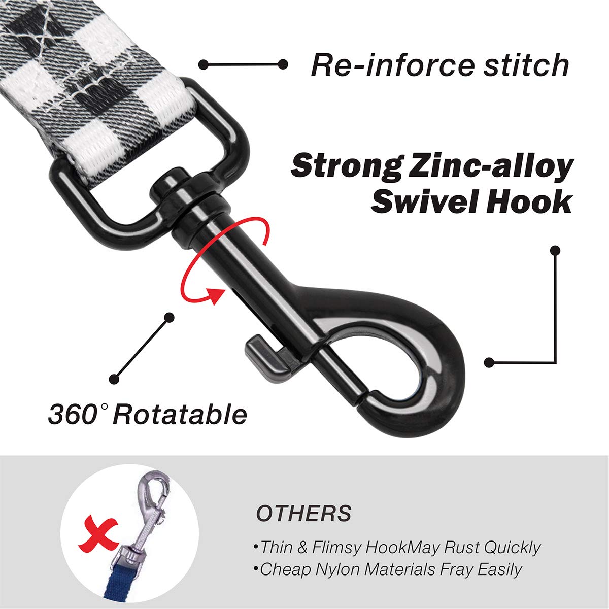 Poypet 5 Feet Dog Leash With Padded Handle For Small Medium And Large Dogs(Grid)