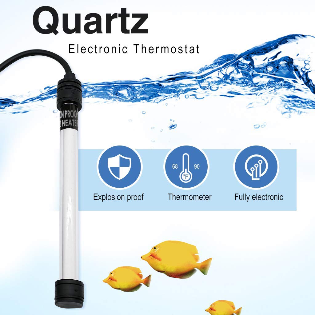 Boxtech Aquarium Heater 50W, Submersible Fish Tank Thermostat Proof Explosion And Auto Digital Control, With Heat-Resistant Quartz Made For 5-15 Gallon