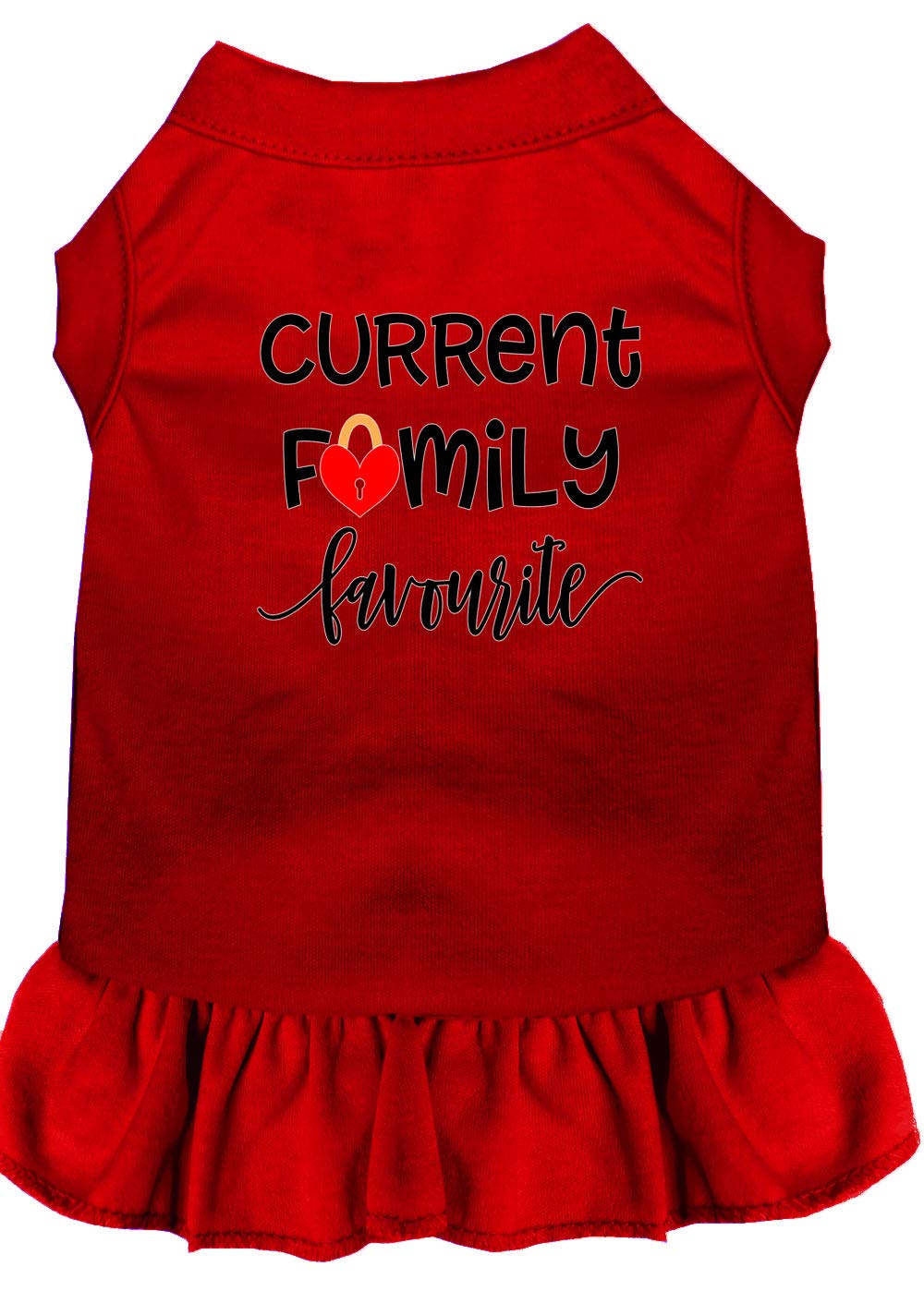 Pet Dog & Cat Dress Screen Printed, "Current Family Favorite" Red 4XL (30-45 lbs.)