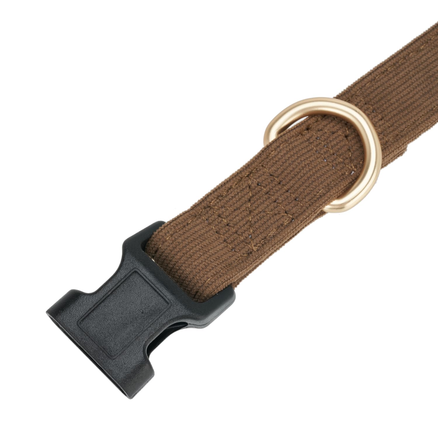 Petiry Soft Corduroy Fibric Dog Collar, Quick Side Release Buckle, for Large Dogs.(Brown,Large:17-26'')